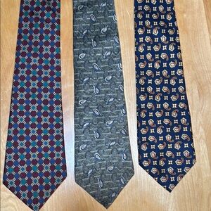 Blue and Gray Silk Ties Set Geometric and Classic Designs